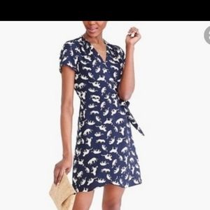 J. Crew Navy Cheetah Wrap Dress